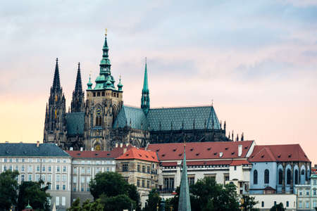 Sunset over Prague Castle in Czech Republic
