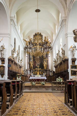 Zbraslav, Czech Republic- July 23, 2017: Interior of the Church of St. Jacob the Elder in Zbraslav