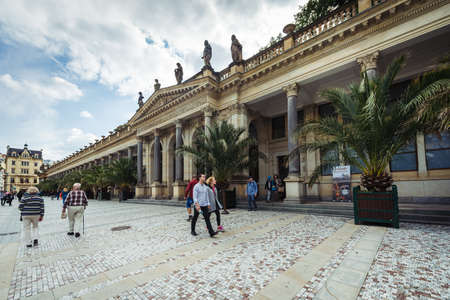 Karlovy Vary, Czech Republic- September 23, 2017: People are visiting Mill Colonnade in Karlovy Vary which is the most visited spa town in Czech Republic.のeditorial素材