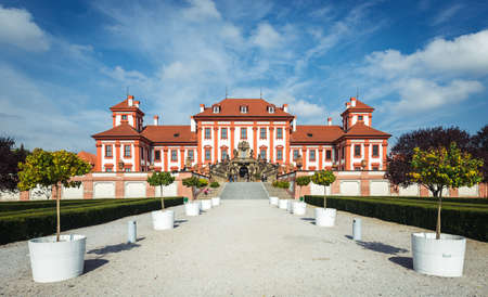 Prague, Czech Republic- September 28, 2017: People are visiting Troja Palace which is a Baroque palace built  in the 17th century, located in Prague, Czech Republic.のeditorial素材