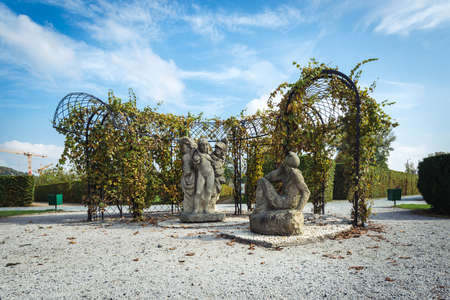 Prague, Czech Republic- September 28, 2017: Statues in the gardens of the Troja Palace located in Prague, Czech Republic.のeditorial素材