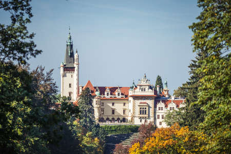 Pruhonice, Czech Republic- September 30, 2017: Pruhonice Chateau and Park. The castle got its current Neo-Renaissance form at the end of the 19th centuryのeditorial素材
