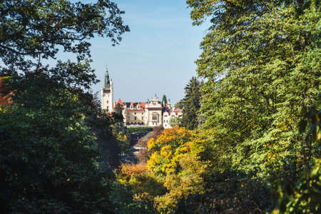 Pruhonice, Czech Republic- September 30, 2017: Pruhonice Chateau and Park. The castle got its...