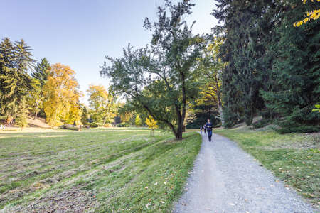 Pruhonice, Czech Republic- September 30, 2017: People are visiting Pruhonice Chateau Park in Czech Republicのeditorial素材