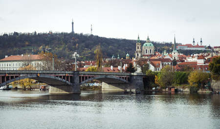 Prague, Czech Republic- November 12, 2017: Manesuv BrÄ±dge over river Vltava in Prague, Czech...