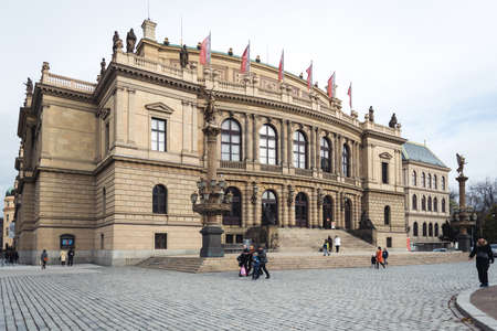 Prague, Czech Republic- November 12, 2017: People are walking near the Galerie Rudolfinum in Prague, Czech republicのeditorial素材