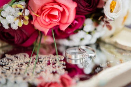 Wedding rings close up. Wedding detail photographyの写真素材
