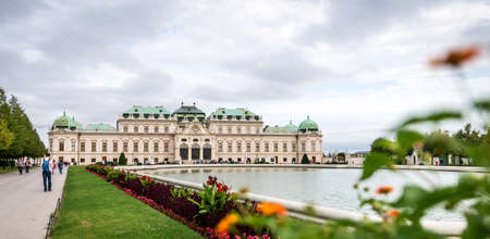Vienna, Austria- September 02, 2018: People are visiting upper Balvedere palace and gardens in Vienna, Austriaのeditorial素材