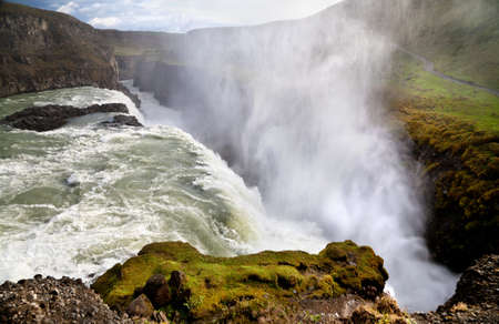Gullfoss  Golden waterfall , most famous waterfall in Icelandの写真素材
