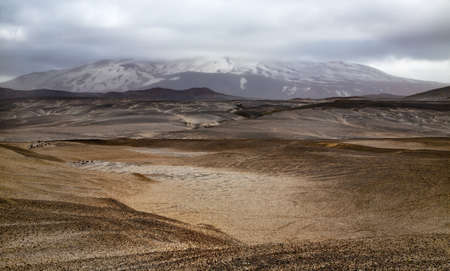Landscape with Hekla volcano and dramatic clouds  Southern Iceland の写真素材
