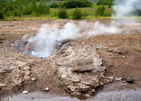 Small geyser in the geothermal area, Icelandの写真素材