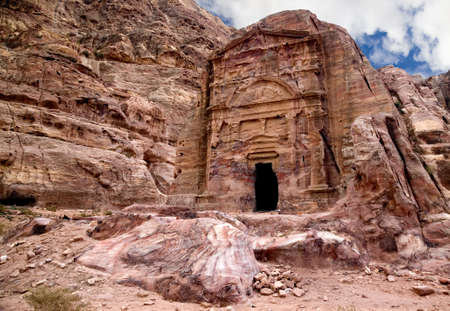 Ancient tomb of Sextius Florentinus in Petra, Jordanの写真素材