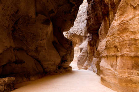 The Siq - ancient canyon in Petra, Jordanの写真素材