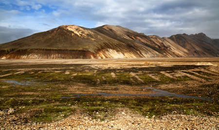 The colorful rhyolite mountains of Landmannalaugar in Fjallabak national reserve, Icelandの写真素材