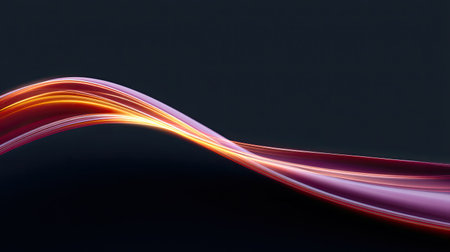 Experience the beauty of abstract art with flowing lines that represent movement and energy. Vibrant colors contrast against a dark background, inspiring creativity.の素材