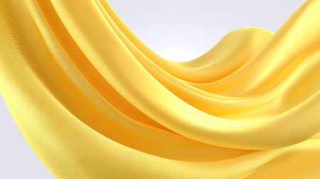 This image showcases soft yellow fabric flowing gracefully, highlighting smooth textures and elegant movement, perfect for backgrounds and design projects.の素材