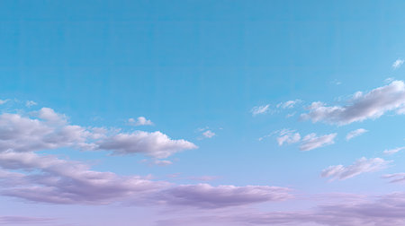 A beautiful pastel sky adorned with fluffy clouds creates a calming atmosphere, perfect for relaxation and aesthetic appreciation in serene landscapes.の素材