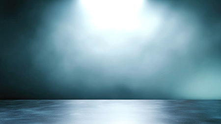 This image showcases an empty stage illuminated by dramatic spotlights with soft fog creating a mysterious atmosphere ideal for performances and creative projects.の素材