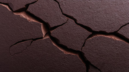 This image showcases a close-up view of a cracked surface, displaying intricate textures and patterns that evoke a sense of natural erosion and geological features.の素材