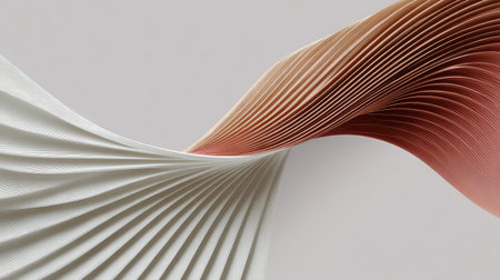 This image features an elegant flow of textured paper showcasing soft tones and intricate curves. It serves as a perfect background for art or design, conveying creativity.の素材