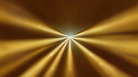 Experience the beauty of abstract golden light rays radiating in a captivating pattern, creating a dynamic visual effect with a hint of ethereal glow.の素材