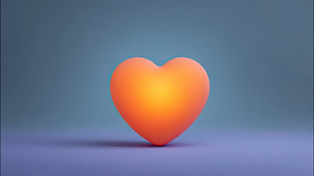 A soft glowing heart shape radiates warmth against a calming blue background. Ideal for themes of love, romance, and tranquility in various creative projects.の素材