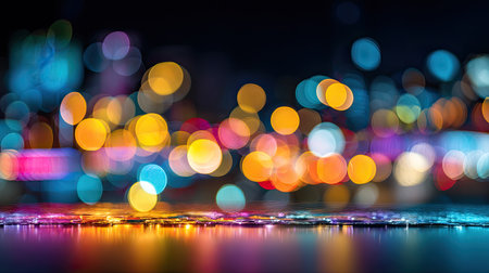 This mesmerizing bokeh image features a rich array of colorful lights that create a soft and dreamy atmosphere, ideal for creative projects and visual designs.の素材