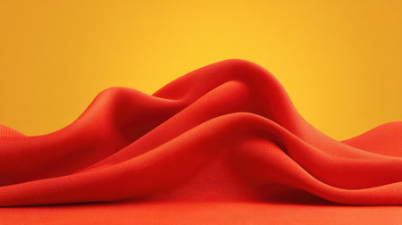 A striking image of vibrant red fabric gently draped, creating soft waves and textures against a bright background, perfect for design and artistic projects.の素材