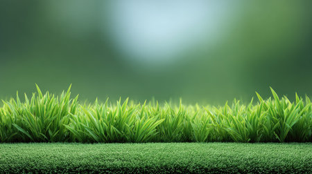 Vibrant green grass with a soft-focus background, perfect for exploring themes of nature and serenity. Ideal for environmental projects and design presentations.の素材