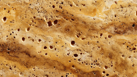 Explore a captivating close-up of natural stone showcasing intricate textures and unique holes, perfect for artistic projects or modern designs in dの素材