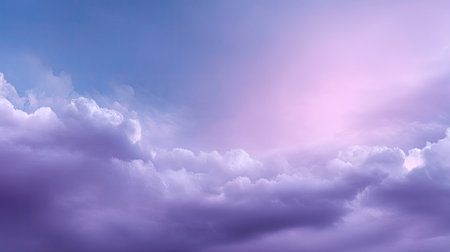 A mesmerizing view of soft purple clouds blending with blue and pink hues in the sky during a serene sunset, invoking a sense of peace and tranquility in nature.の素材