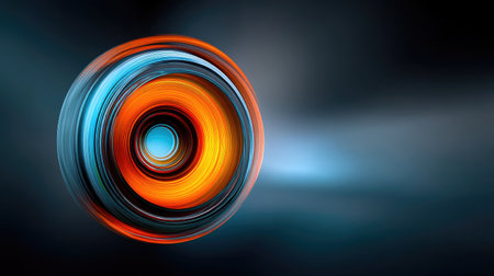 A captivating abstract image featuring vibrant swirls of orange and blue, set against a dark background, perfect for use in modern design projects and creative visuals.の素材
