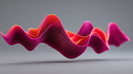 This vibrant wave form showcases a blend of bright colors and smooth textures, perfect for modern digital designs, art presentations, or creative projects.の素材