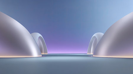 This captivating abstract landscape features smooth curves and soft pastel colors, creating a serene atmosphere perfect for modern design and visual exploration.の素材