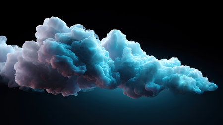 A captivating digital representation of a blue glow cloud, showcasing its soft edges and serene appearance against a dark background, adding a mystical touch.の素材