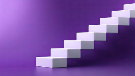 This striking image showcases a white staircase set against a vibrant purple background, highlighting modern design elements and minimalist aesthetics.の素材