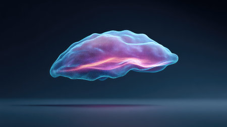 A stunning abstract digital brain model highlighting vibrant colors and intricate mesh details. Perfect for themes of innovation, technology, and creativity.の素材