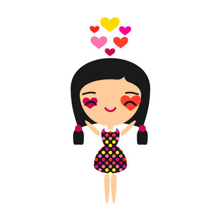 Illustration of a cute girl in loveのイラスト素材