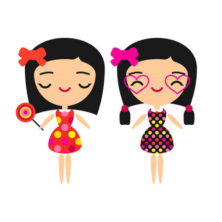 Illustration of cute fashion girlsのイラスト素材