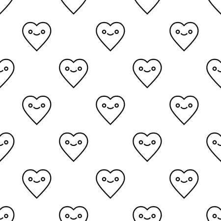 St. Valentines Day seamless pattern with heart characterのイラスト素材