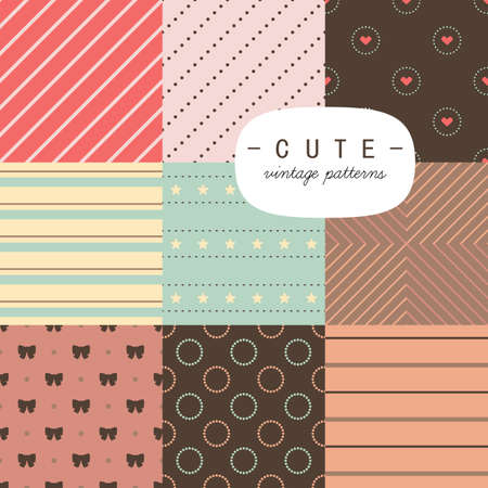 Cute vintage seamless patterns setのイラスト素材
