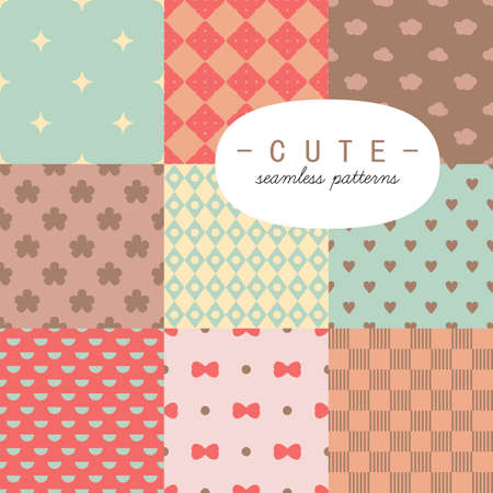 Cute vintage seamless pattern setのイラスト素材