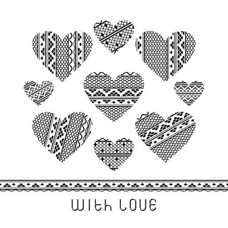 Set of lace hearts for scrapbooking. Valentine's day cardのイラスト素材