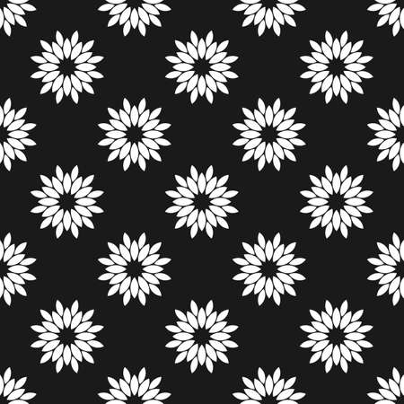 Black and white floral seamless patternのイラスト素材