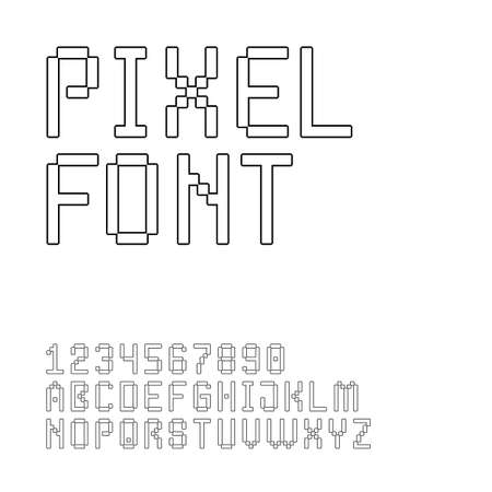 Pixel font set. Letters and digitsのイラスト素材