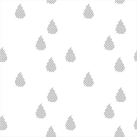 Black and white seamless pattern with halftone raindropsのイラスト素材