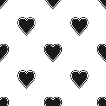 Valentine's Day seamless pattern with black hearts on white backgroundのイラスト素材