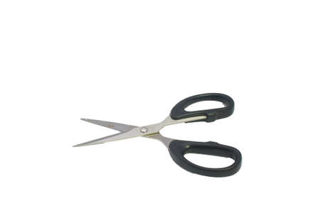 Black scissors isolated on a white backgroundの写真素材