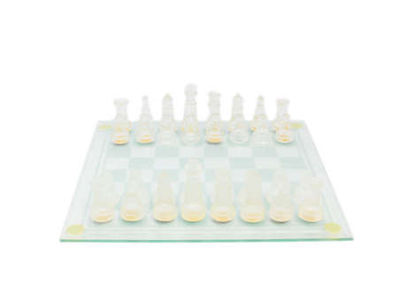 Glass chess. It is isolated on a white backgroundの写真素材