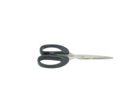 Black scissors isolated on a white backgroundの写真素材
